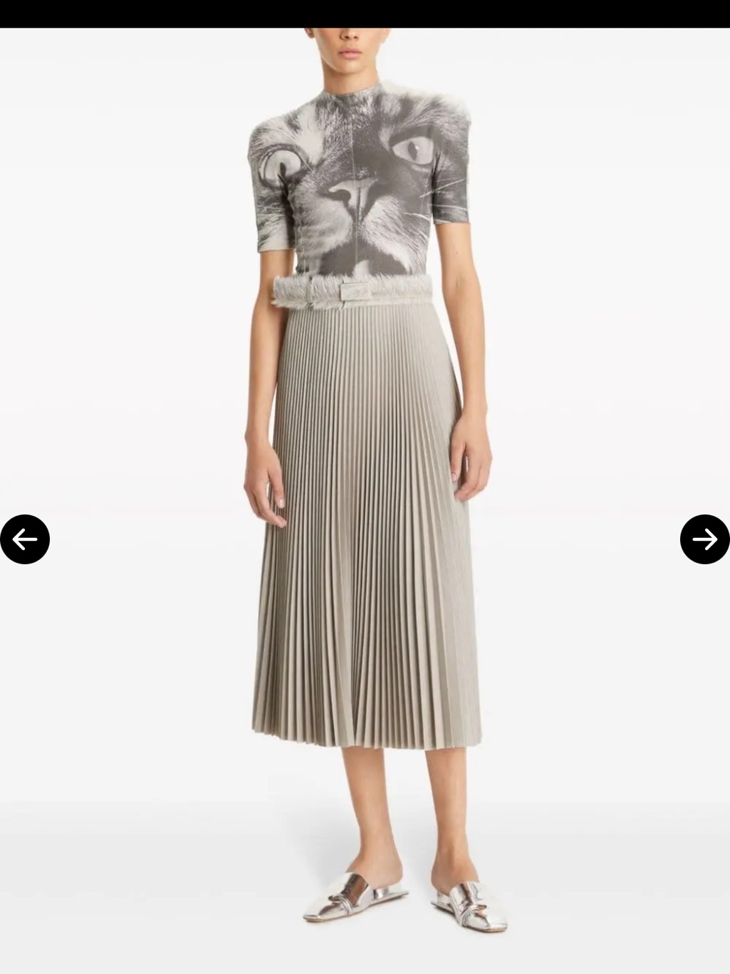 Tory Burch Size Small Pleated A-Line Midi Skirt In Light Gray
